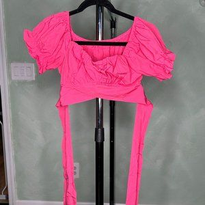 Pink Tie Crop Top